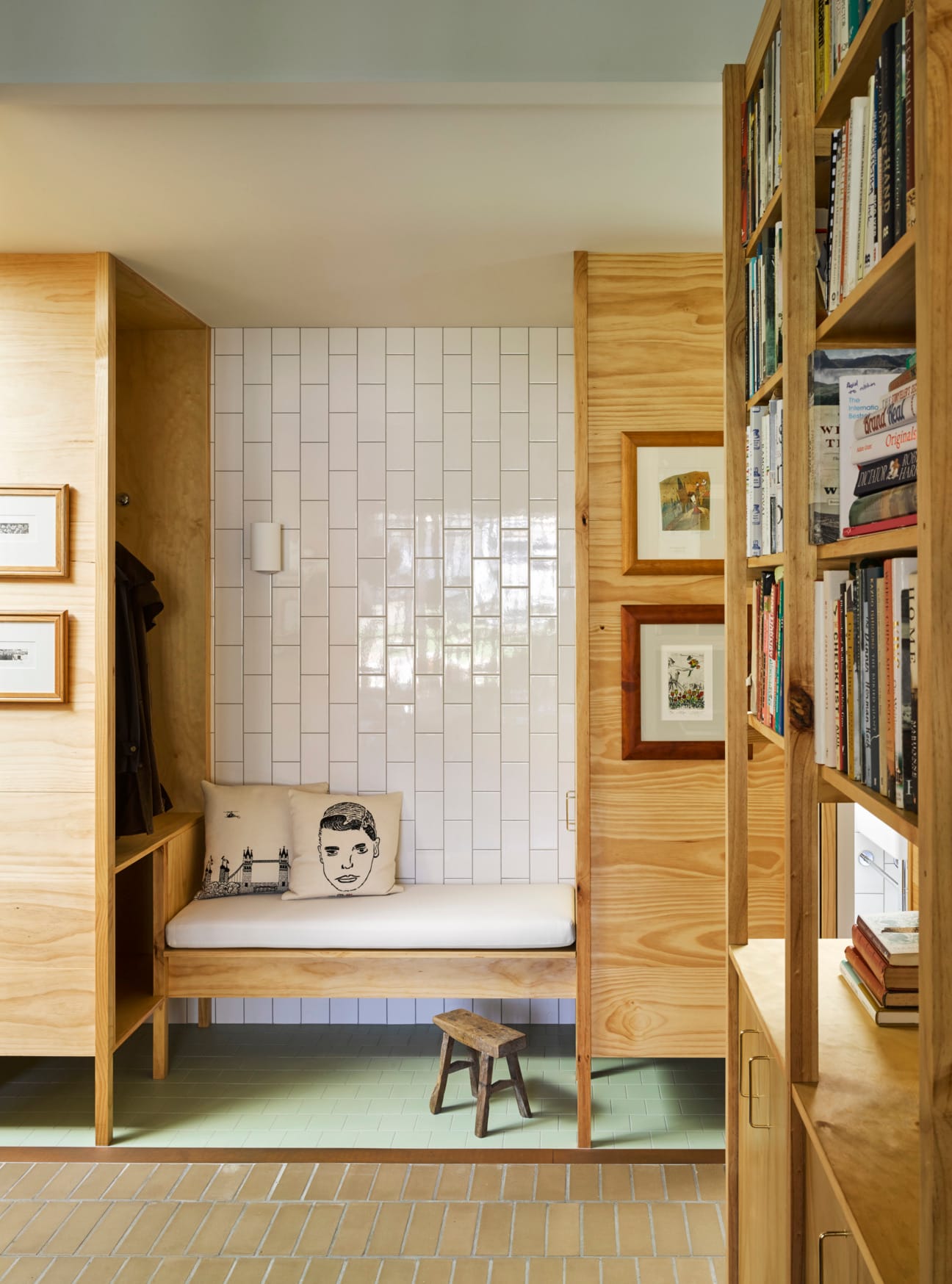 Exterior bricks used in stylish interior designer home.