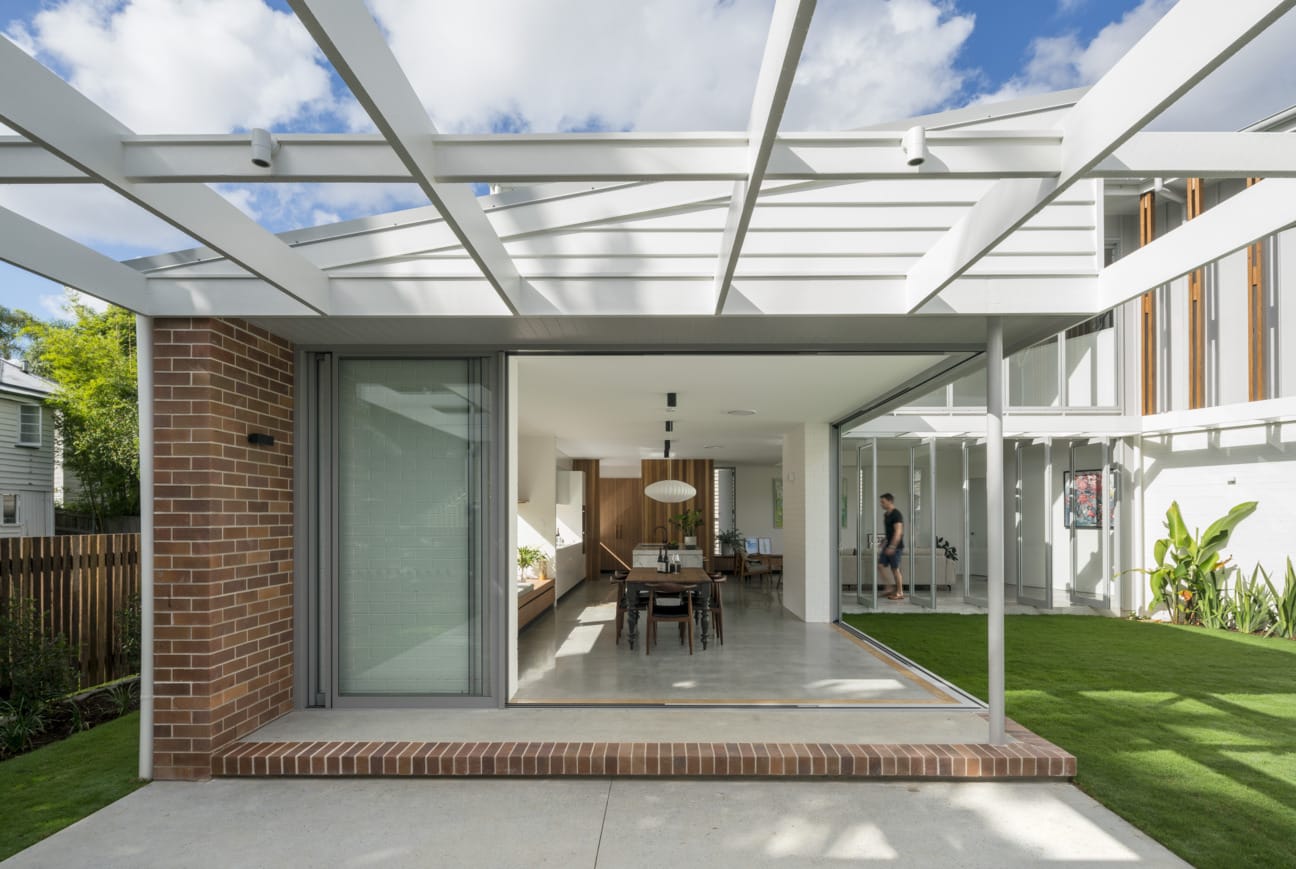 Exterior bricks used in stylish interior designer home.
