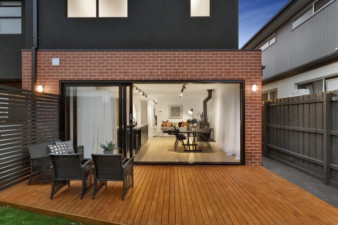 Red bricks used to create a contemporary townhouse interpretation of a family home in Altona Victoria