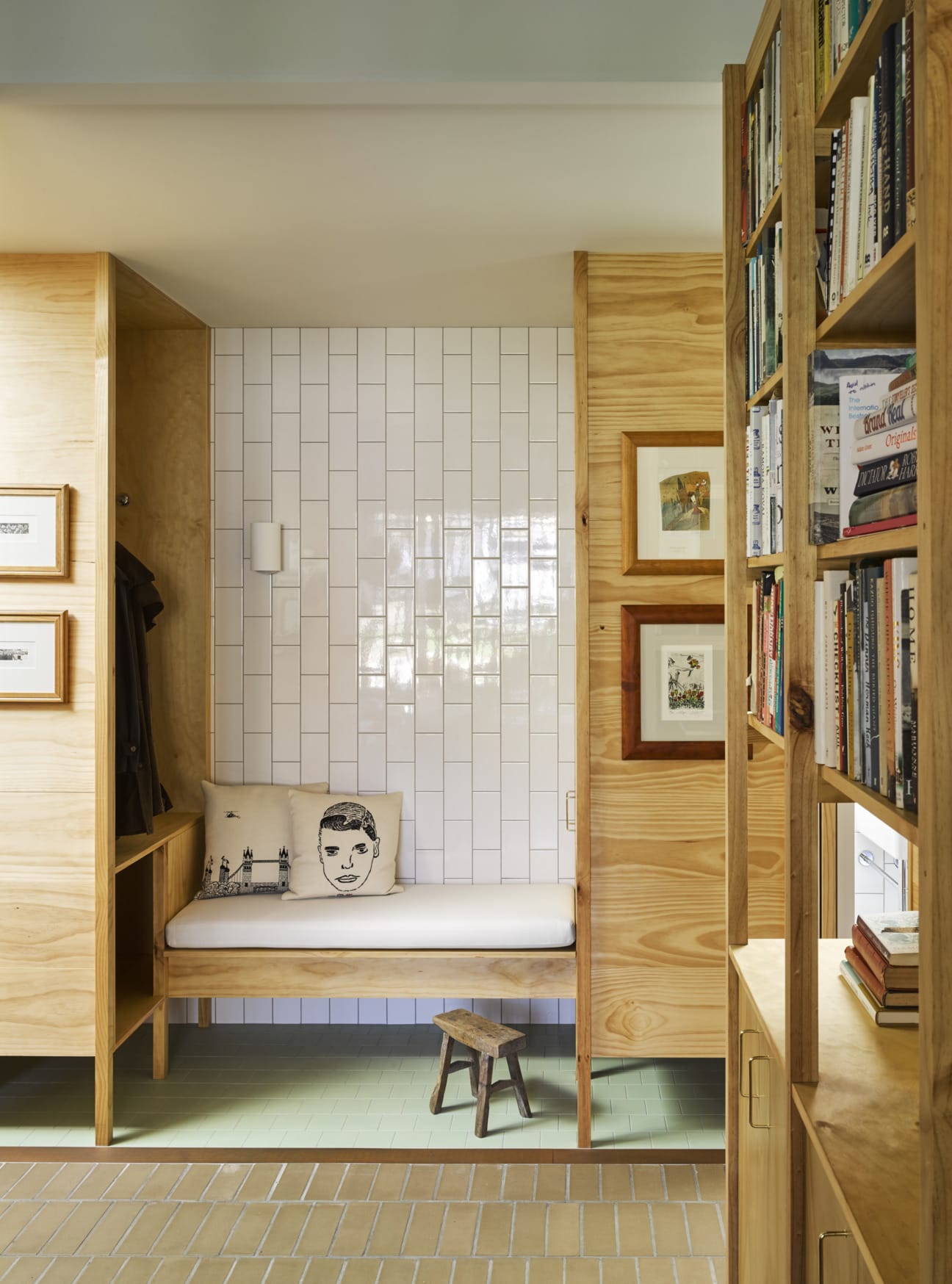 Exterior bricks used in stylish interior designer home.