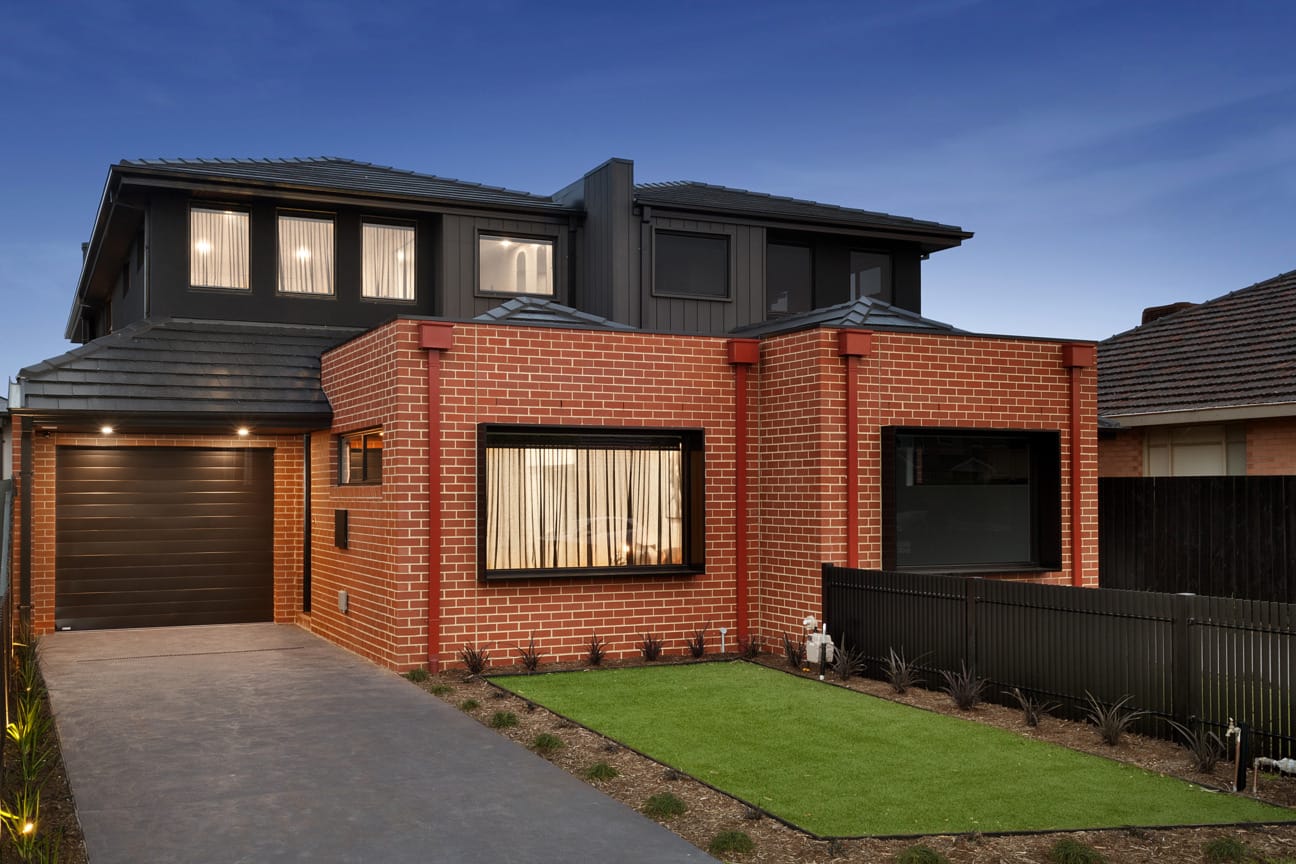 Red bricks used to create a contemporary townhouse interpretation of a family home in Altona Victoria