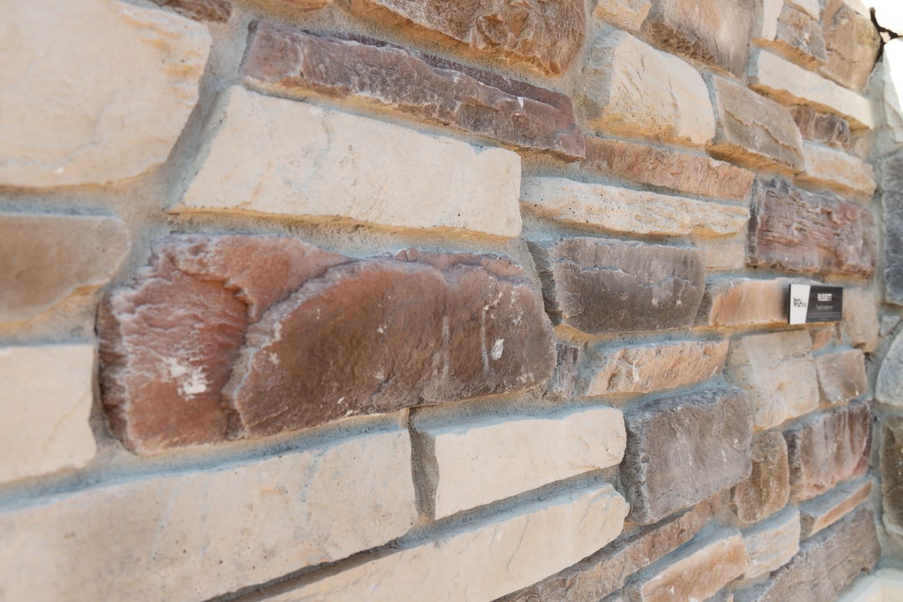 PGH Stone Rugged Ledgestone Range in Russet installed on a wall 