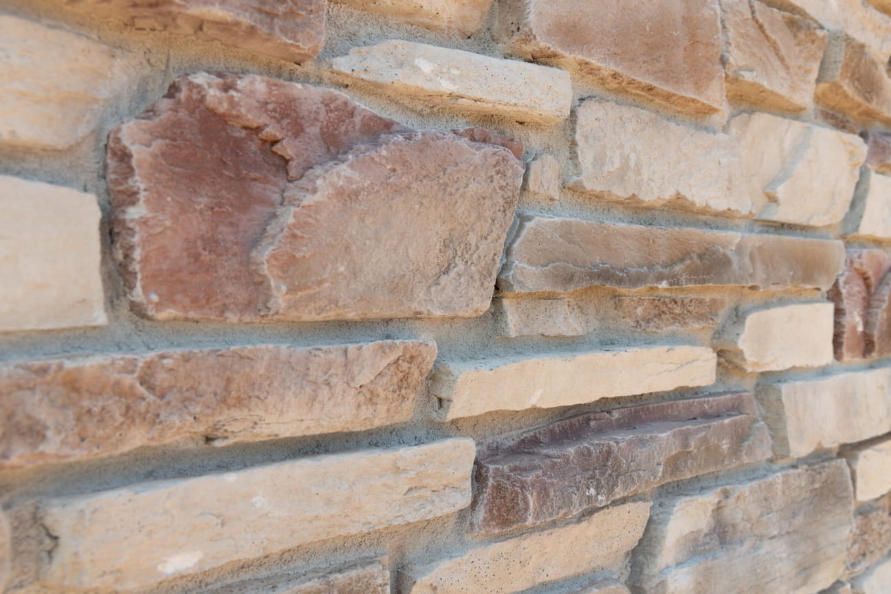PGH Stone Rugged Ledgestone Range in Russet installed on a wall 
