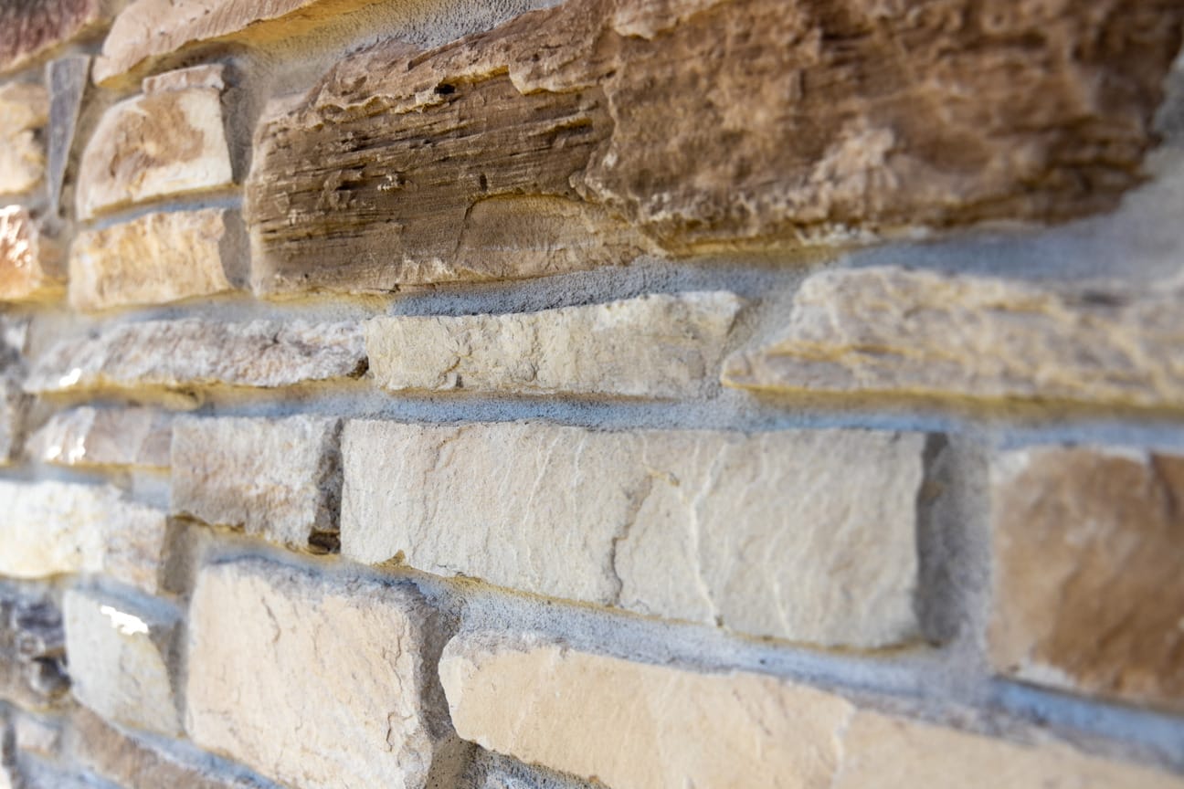 PGH Stone Rugged Ledgestone Range in Russet installed on a wall 