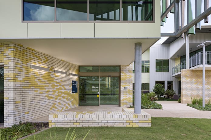 CQU Health Clinic Extension using PGH bricks to create a stunning visual brickwork design.