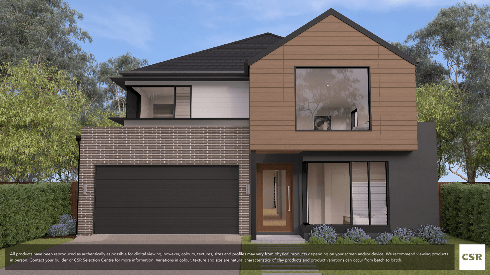 Cacao Linear brick from PGH in Morada range on house render