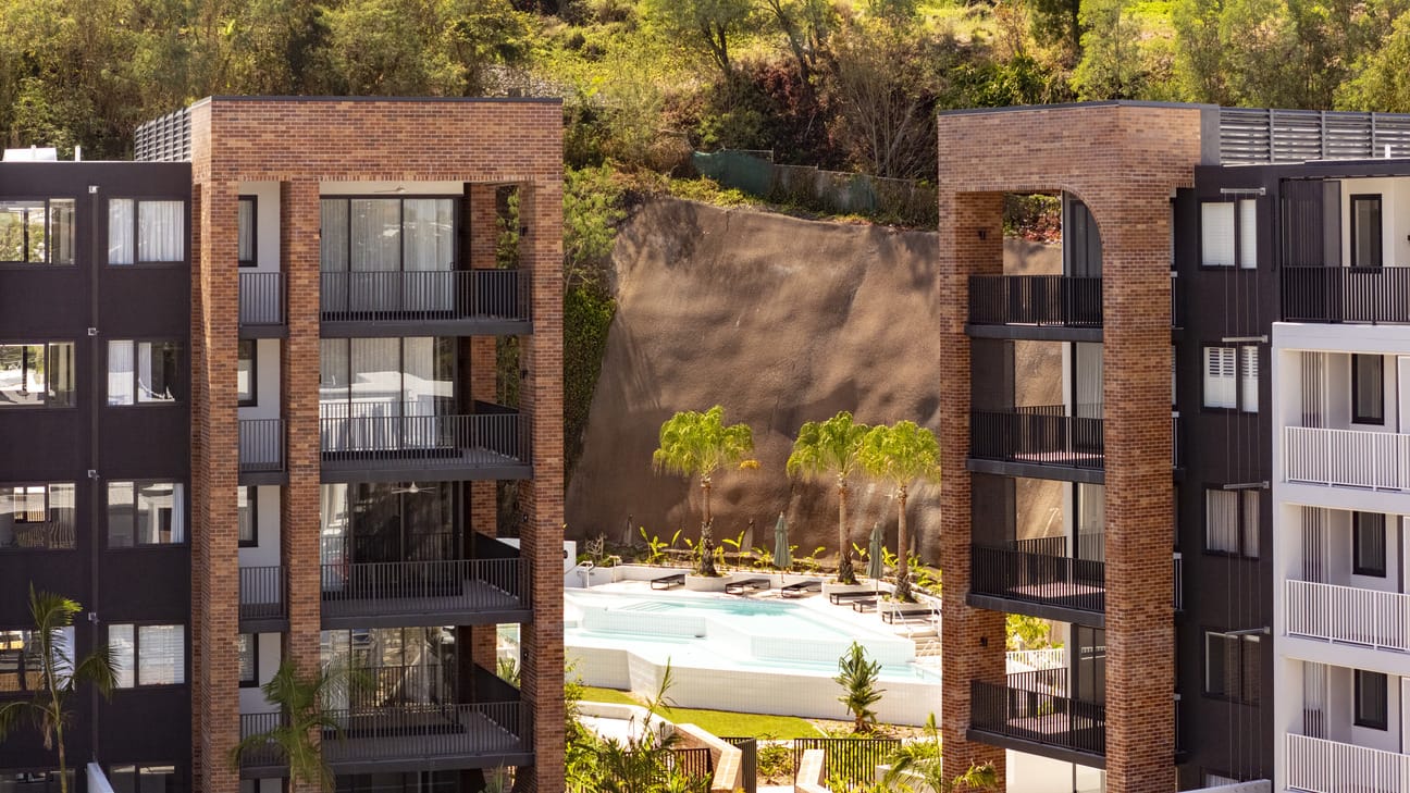 PGH Black and Tan brick used on residential towers called Brickworks Park