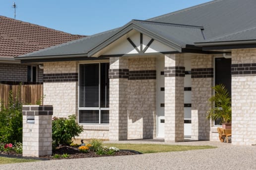 Coastal Hamptons washed white brick used on home in QLD