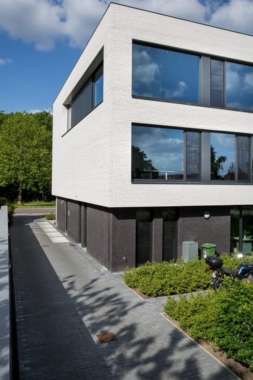 PGH white brick façade used on residential and commercial building projects.