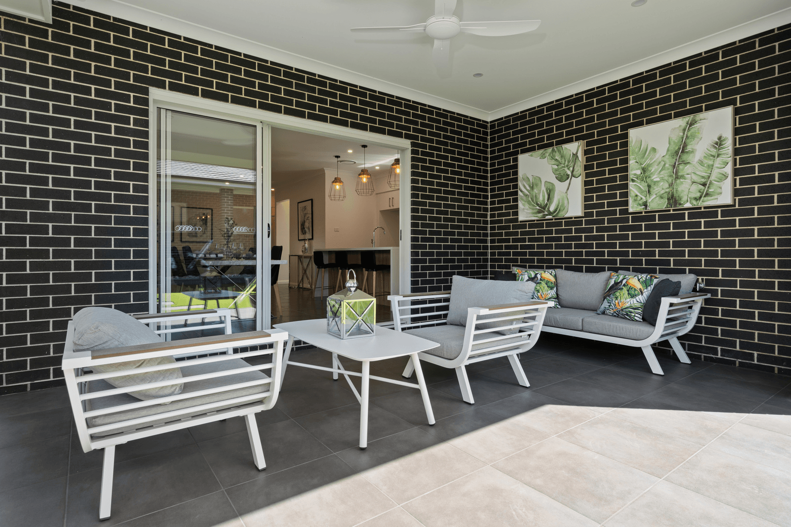 Espresso brick exterior house outdoor entertaining