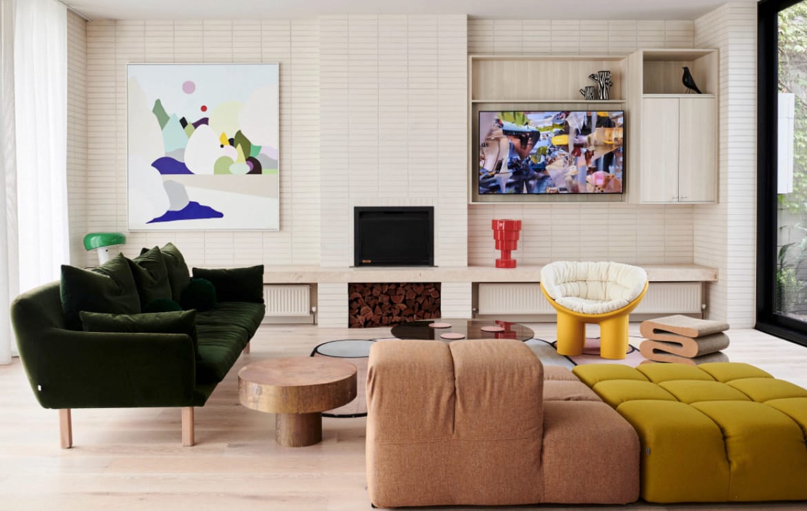 Designer Zoe Murphy using PGH Morada Linear Blanco brick in her Art House interior.