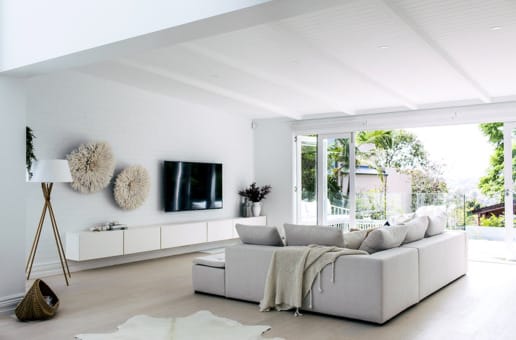 Light coloured bricks used to create coastal hamptons style home.