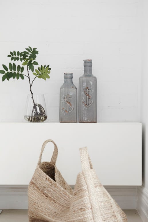 Painted brick used in the interior and exterior of a residential home.