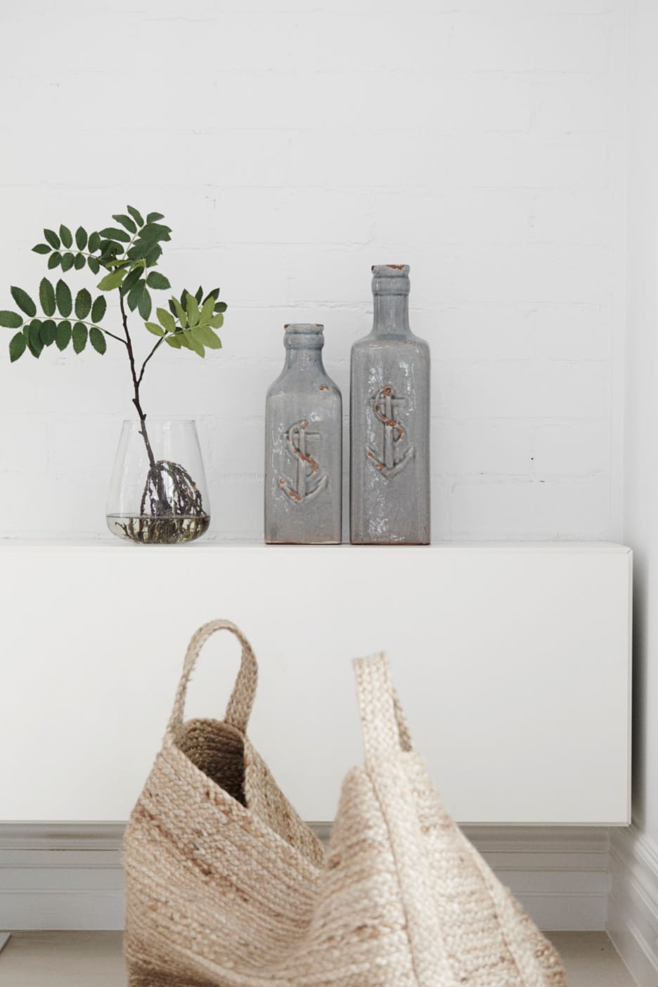 Painted brick used in the interior and exterior of a residential home.