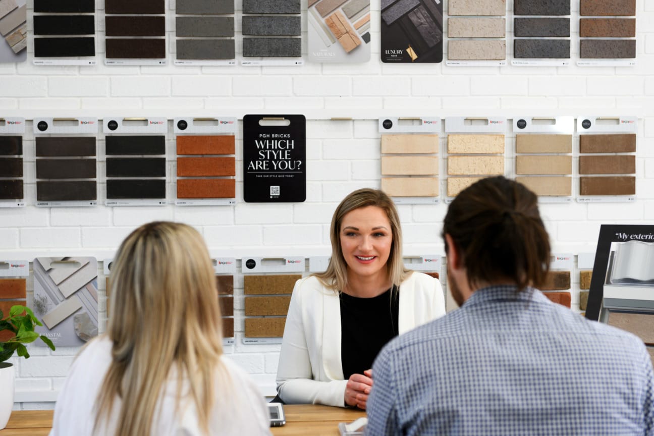 Couple having colour consultation at a PGH Selection centre