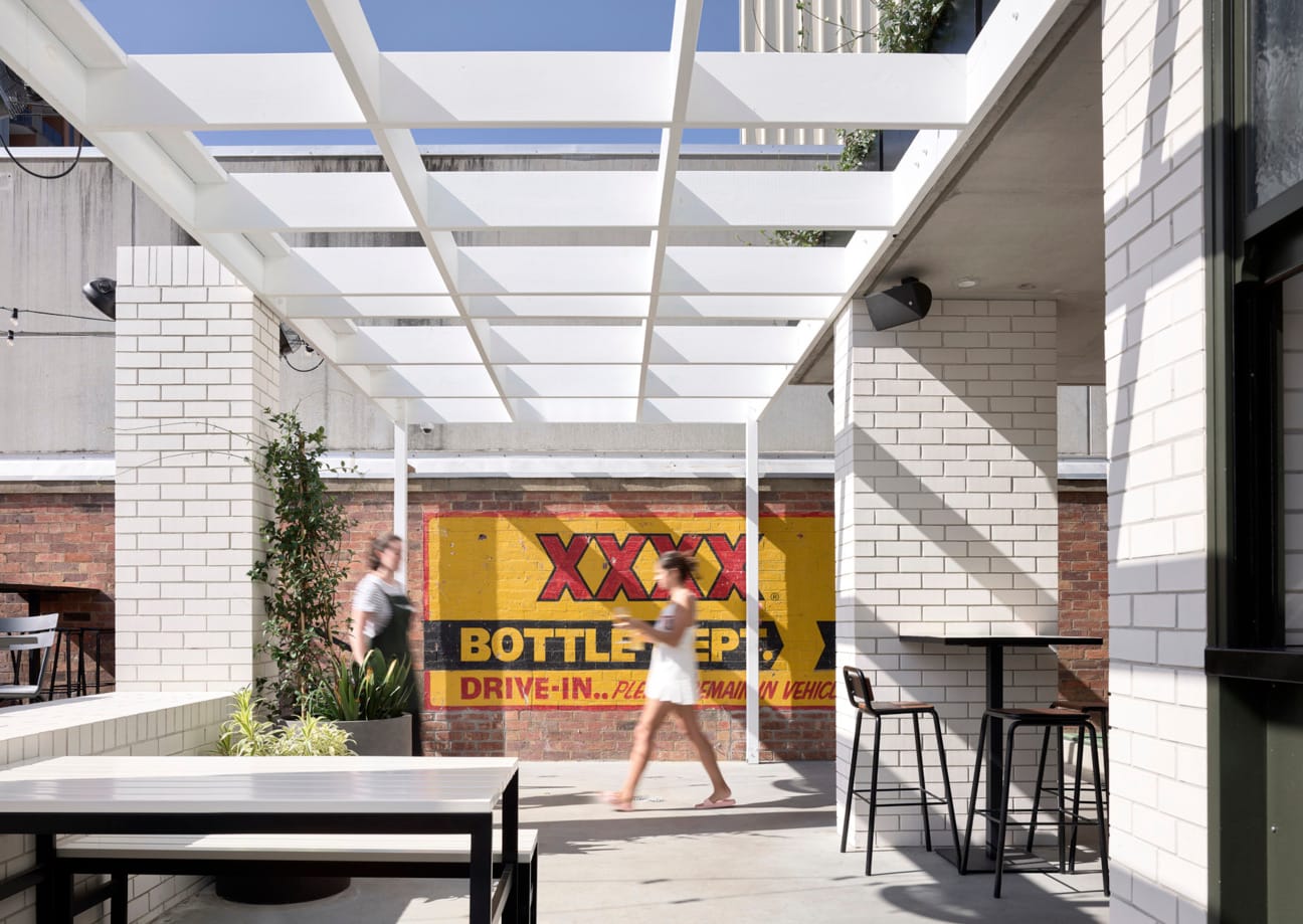 The redesign of The Boundary Hotel in Brisbane’s West End showcasing the use of PGH's Blanco white brick.