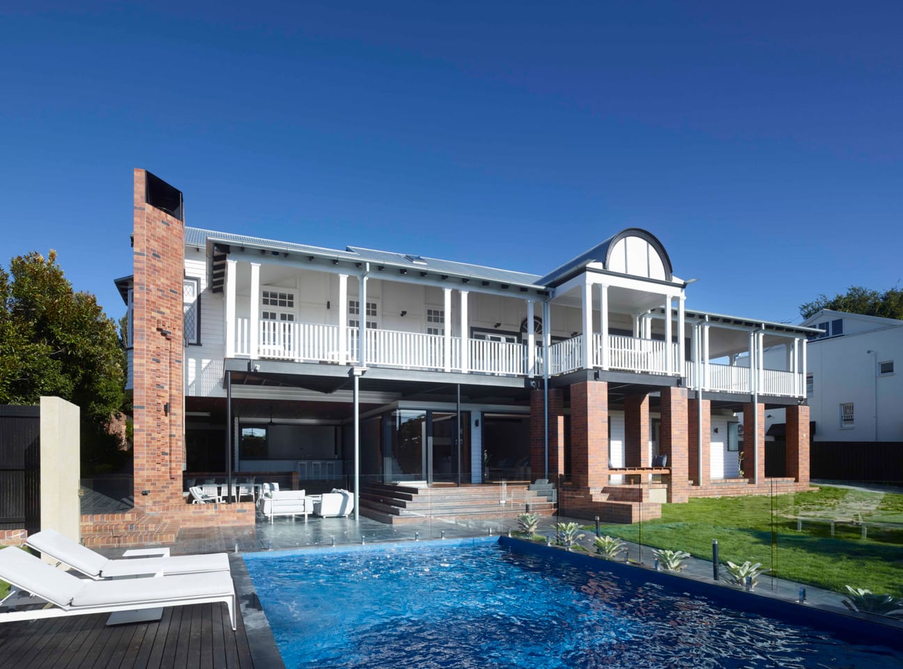 Monaise Residence in the Brisbane suburb of Ascot showcasing a blend of traditional Queenslander, Colonial, and Tudor architectural styles.