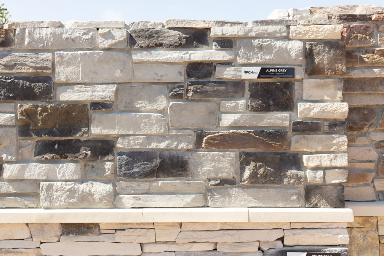 PGH Stone Classic Ledgestone Range in Alpine Grey installed on a installed on a wall