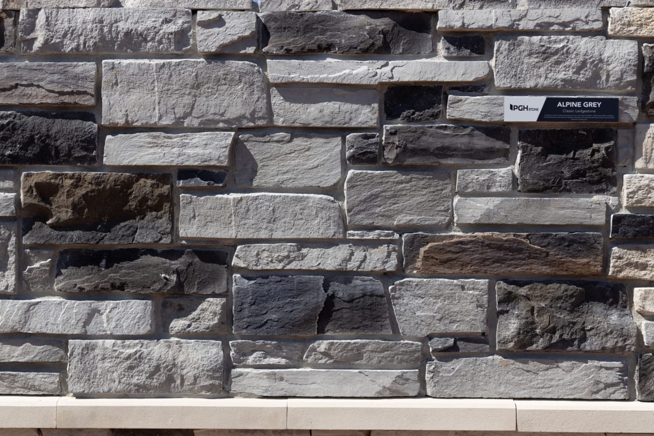 PGH Stone Classic Ledgestone Range in Alpine Grey installed on a installed on a wall