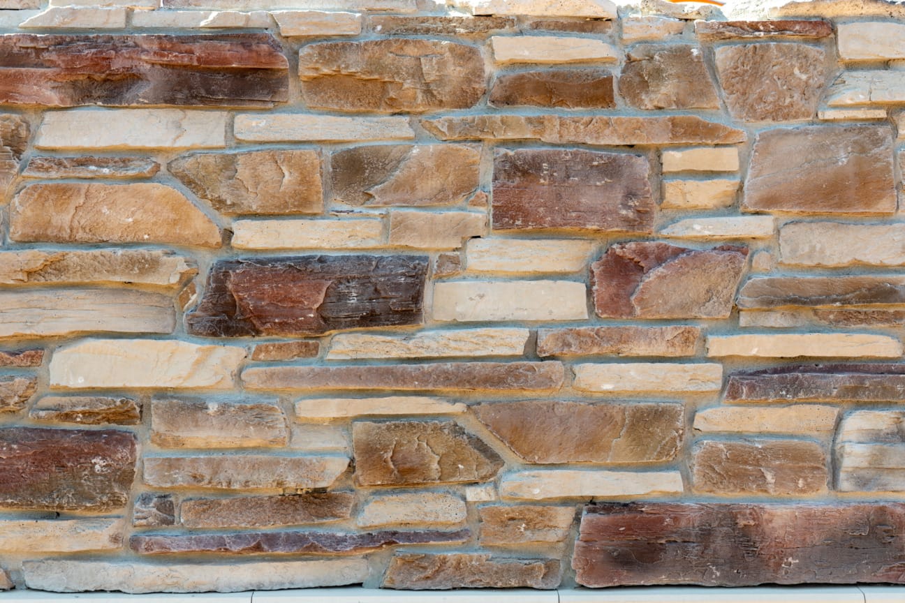 PGH Stone Rugged Ledgestone Range in Russet installed on a wall