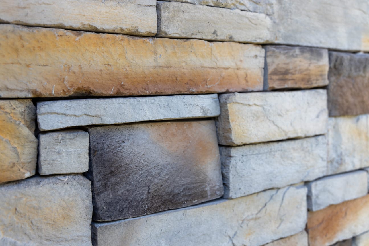 PGH Stone Classic Ledgestone Range in Gilded Sand installed on a wall