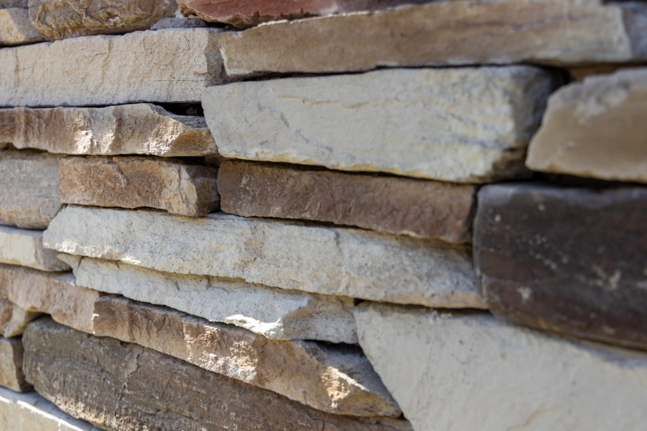 PGH Stone Rugged Ledgestone Range in Russet installed on a wall