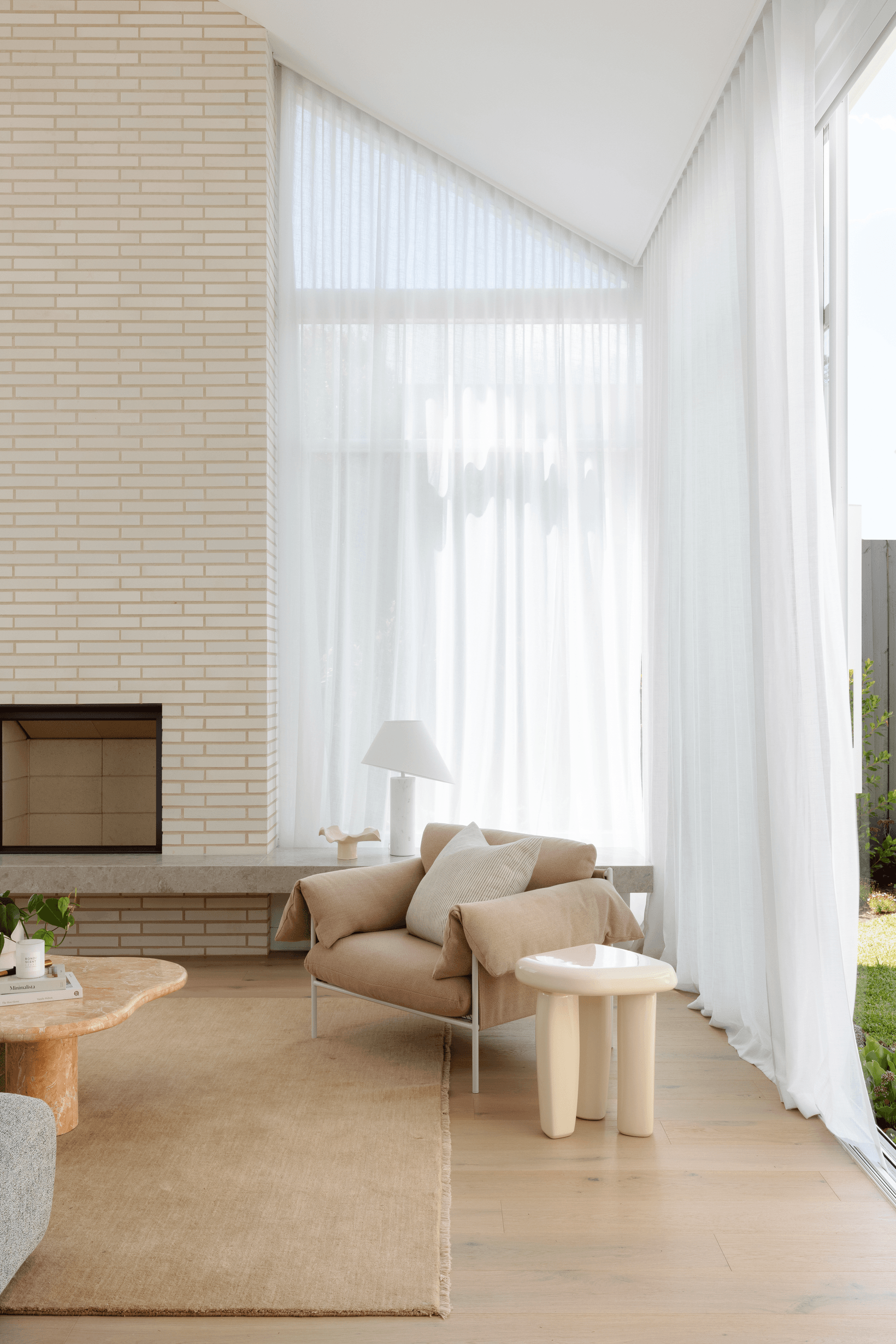 Blanco Linear brick from PGH in Morada range living area feature wall