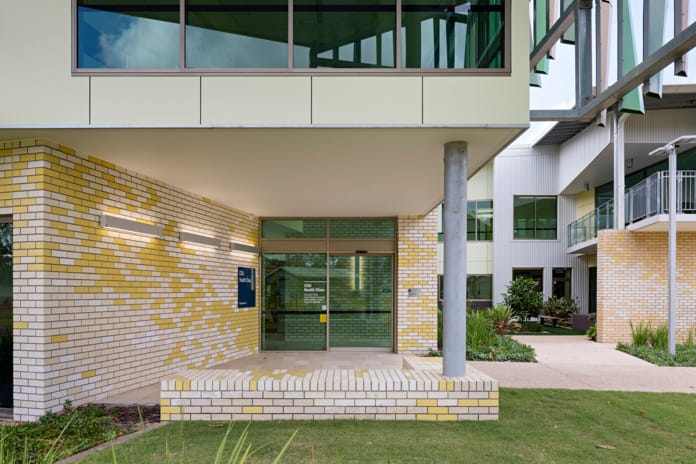 CQU Health Clinic Extension using PGH bricks to create a stunning visual brickwork design.