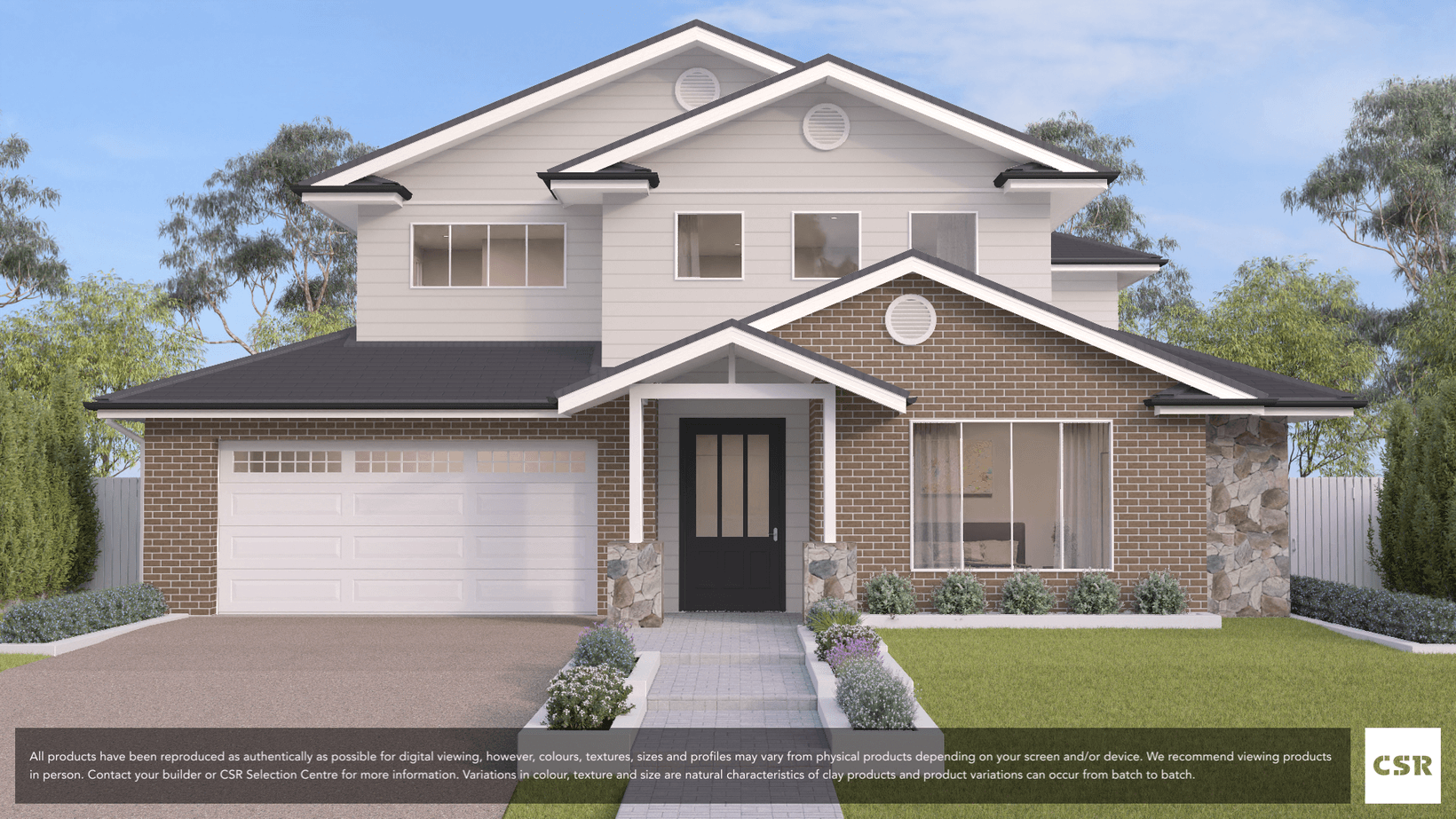 Grey Nuance brick from PGH in Elan range on house render