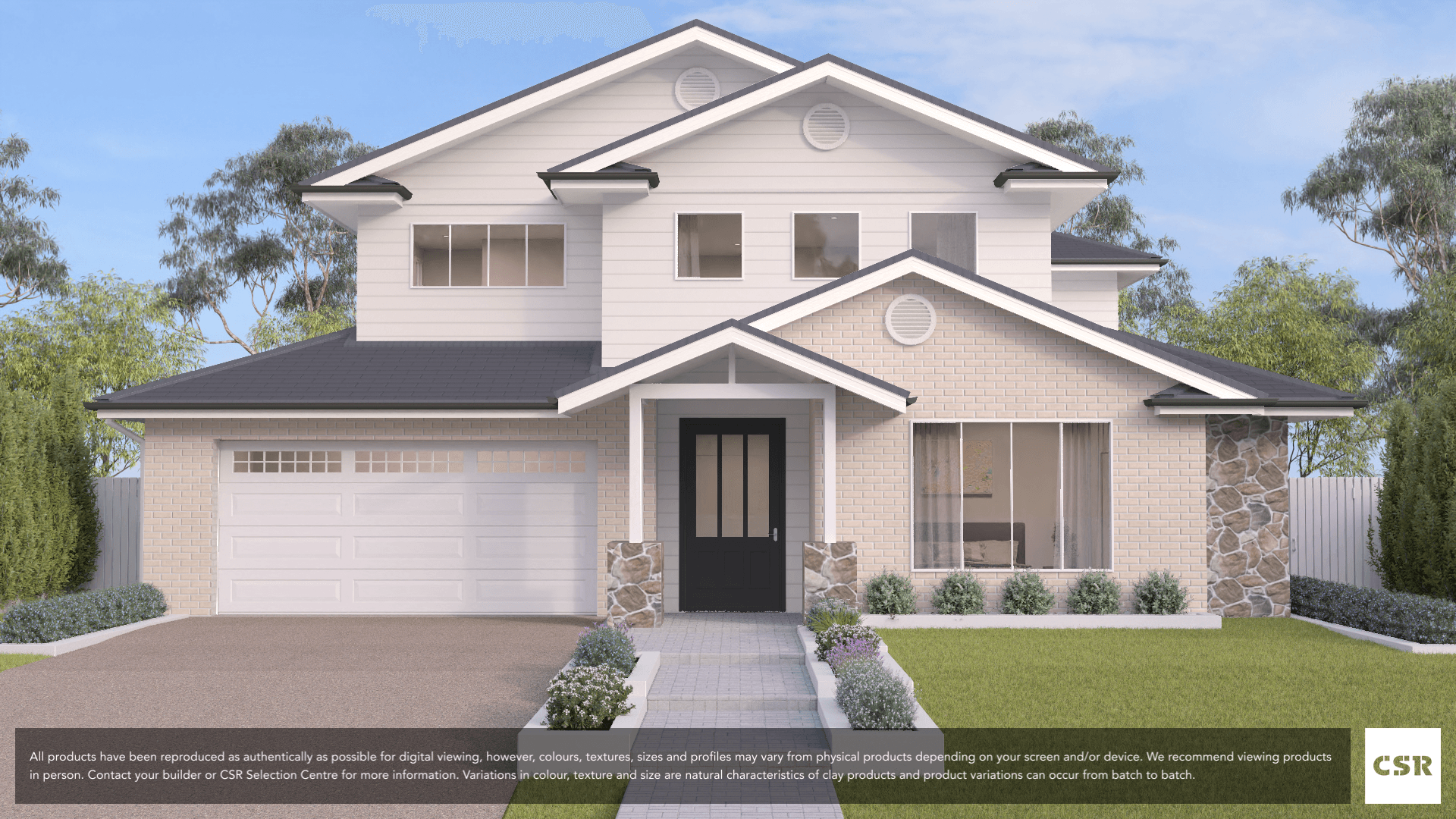 Airlie brick from PGH in Horizon range on house render