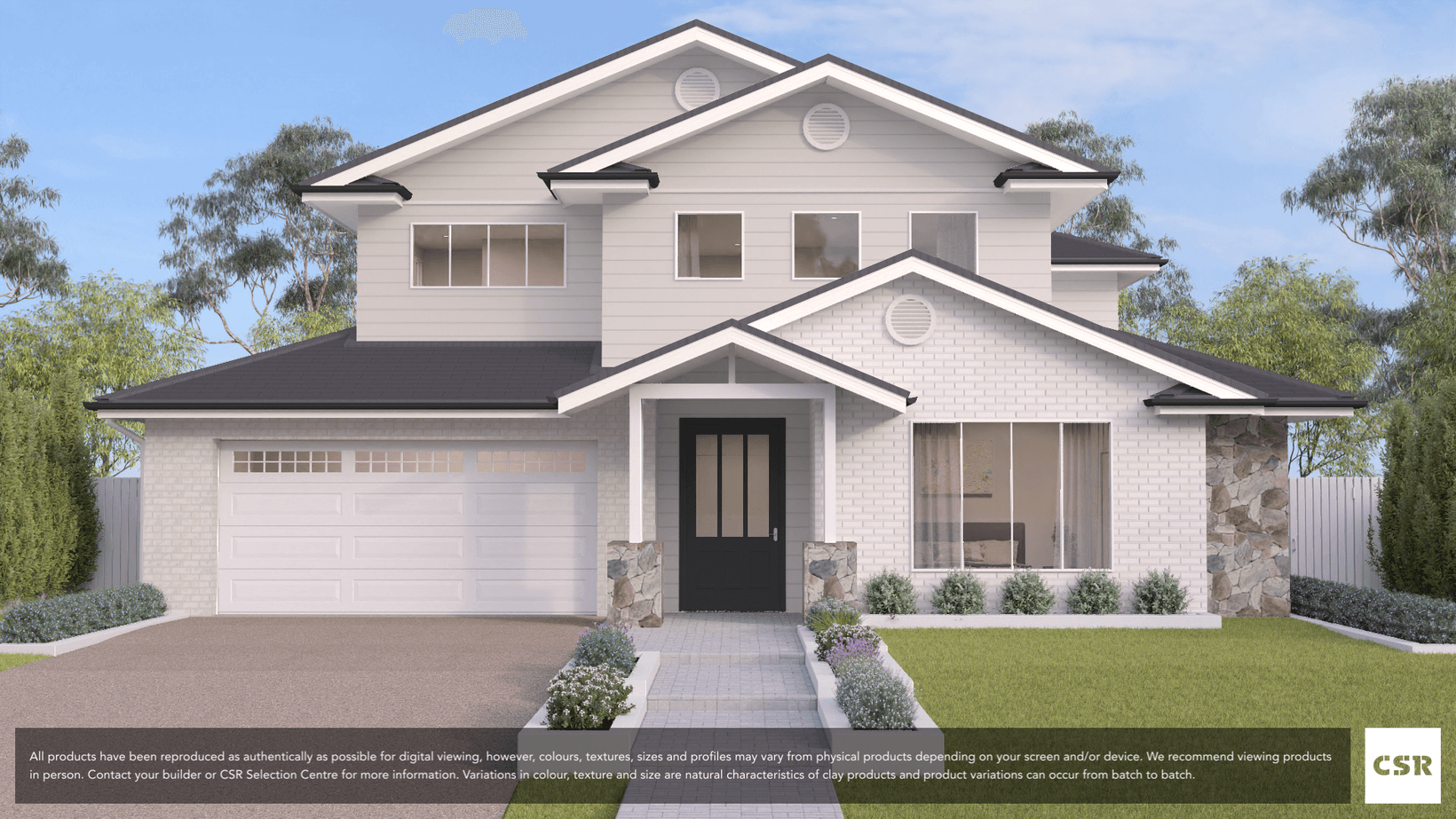 Blanco brick from PGH in Morada range on house render