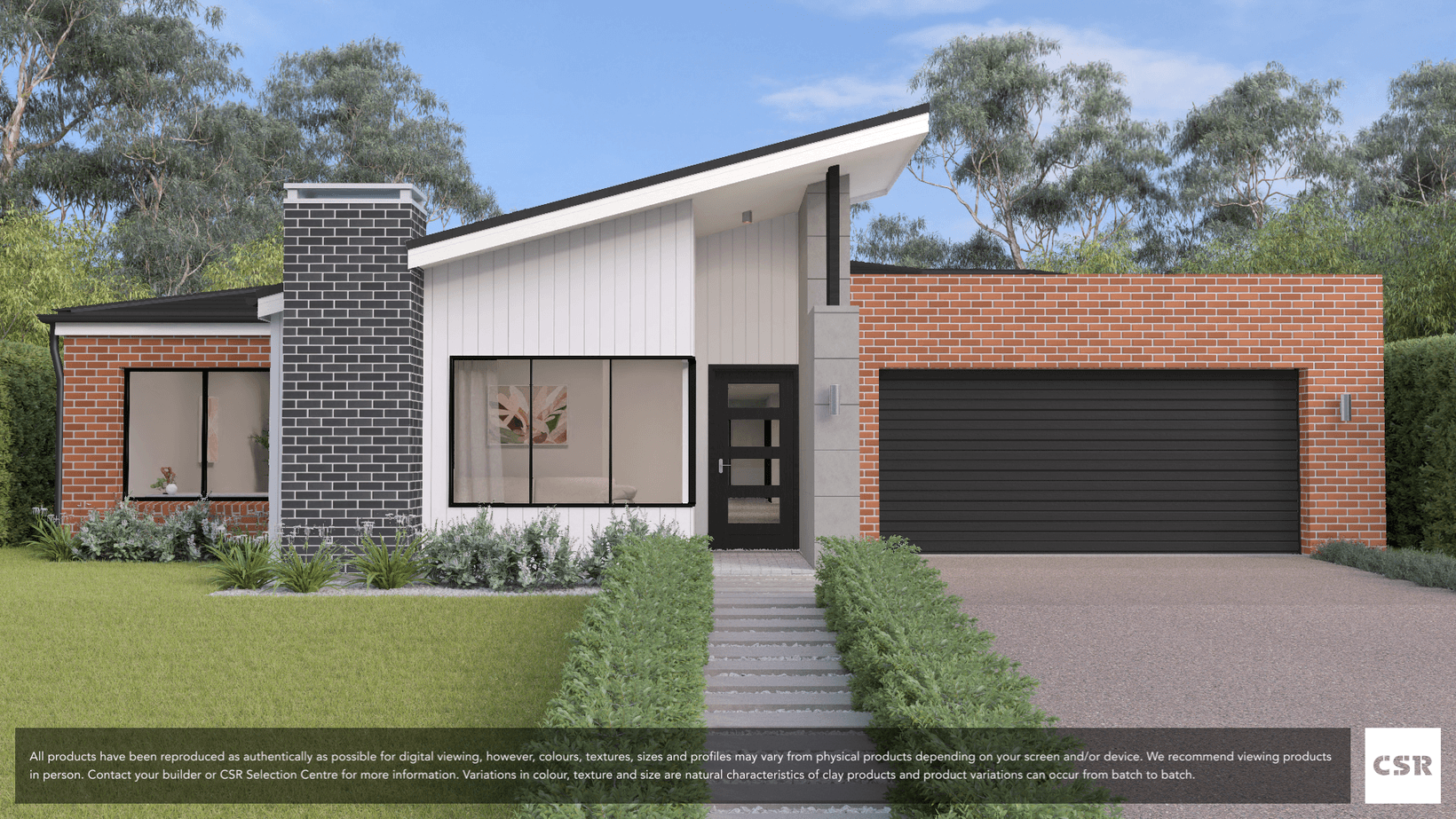 Rojo brick from PGH in Morada range on house render