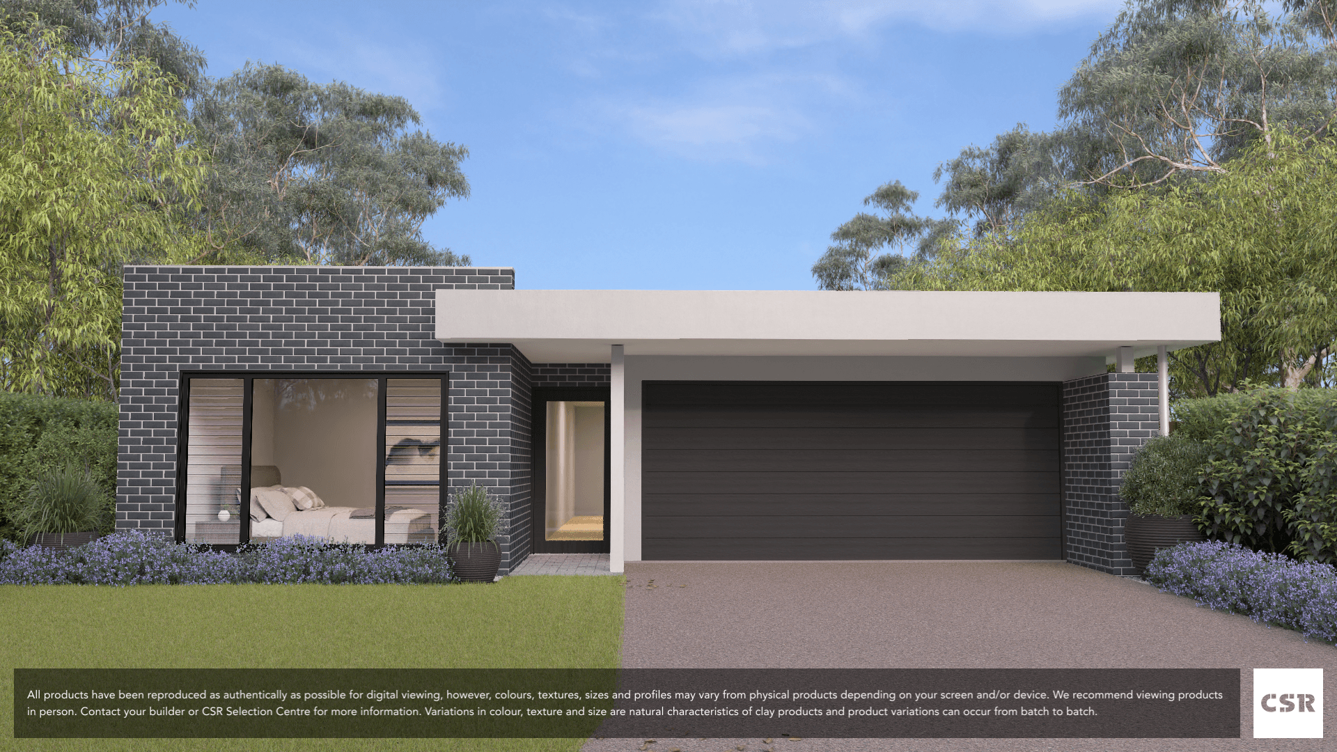 Tempest Blue brick from PGH in Nightfall range on house render