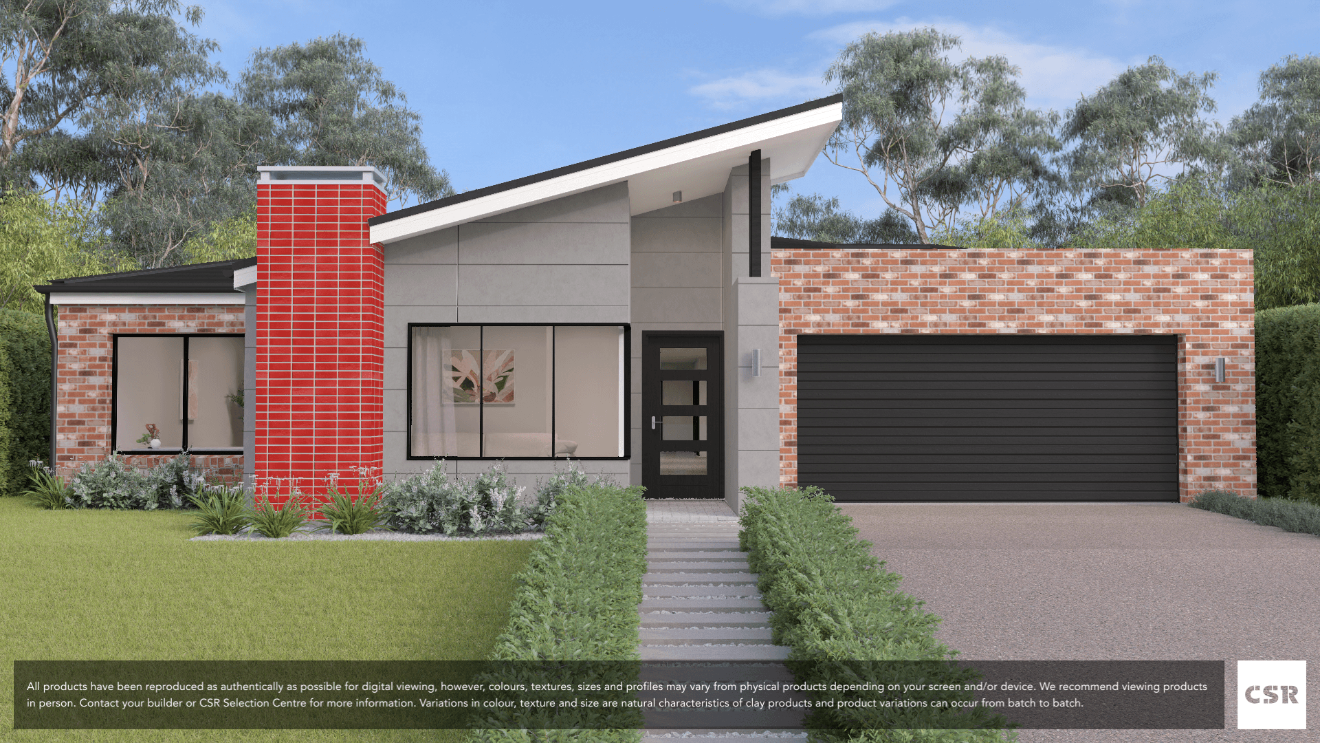 Poppy (Red Gloss) brick from PGH in Glazed range, on house render