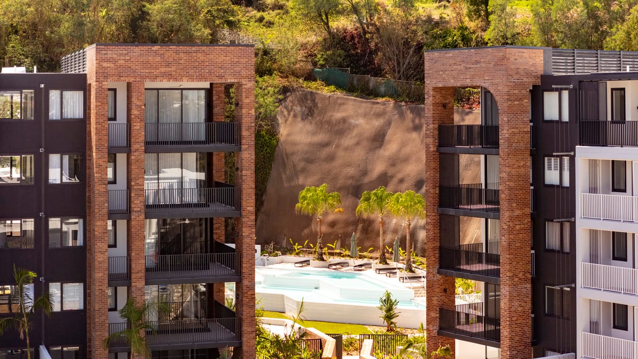 PGH Black and Tan brick used on residential towers called Brickworks Park