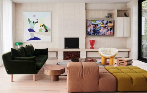 Designer Zoe Murphy using PGH Morada Linear Blanco brick in her Art House interior.