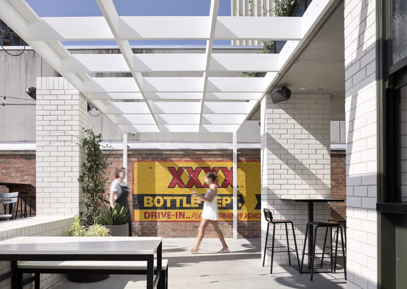 The redesign of The Boundary Hotel in Brisbane’s West End showcasing the use of PGH's Blanco white brick.