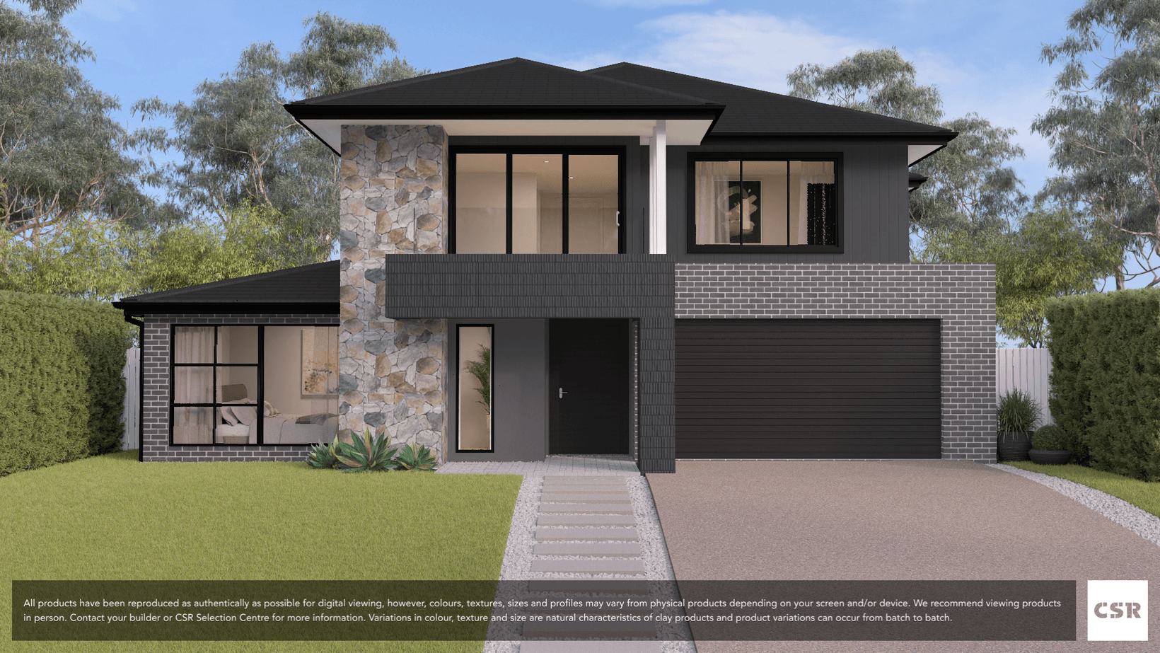 PGH Zephyr brick from the Dark and Stormy range on house render